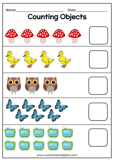 Preschool math counting worksheets