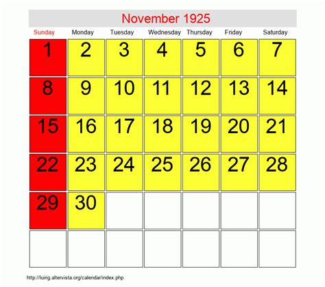 Preserving the November 1925 Calendar Image