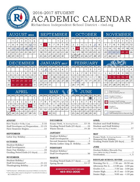 Princeton ISD School Calendar Image