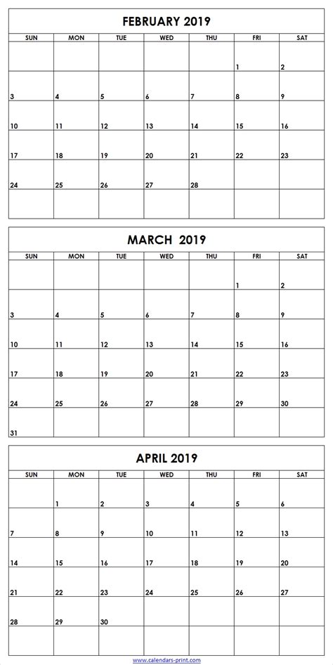 Printable 3 Month Calendar Template