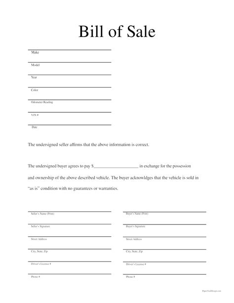 Printable bill of sale