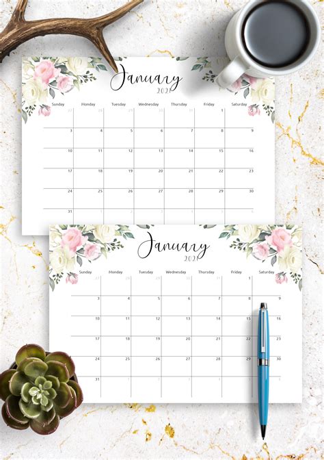 Printable calendar design