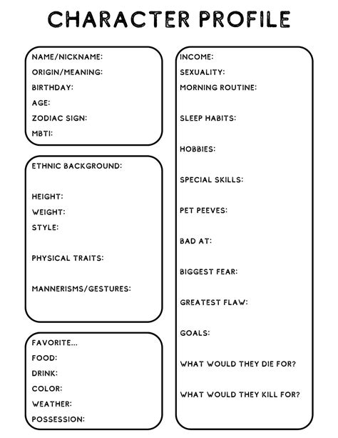 Printable Character Templates