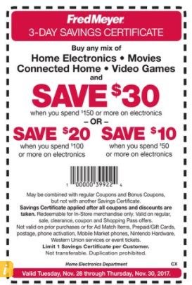 Printable coupons for electronics