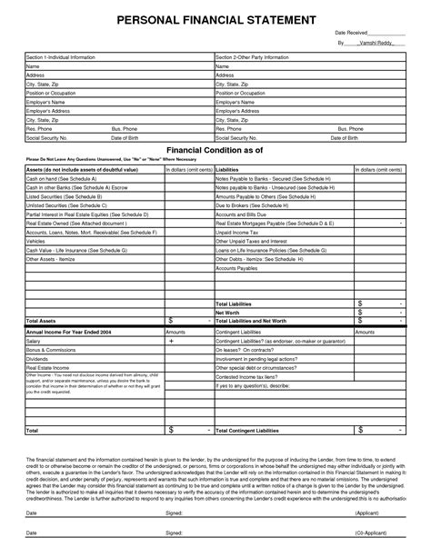 Printable Financial Documents