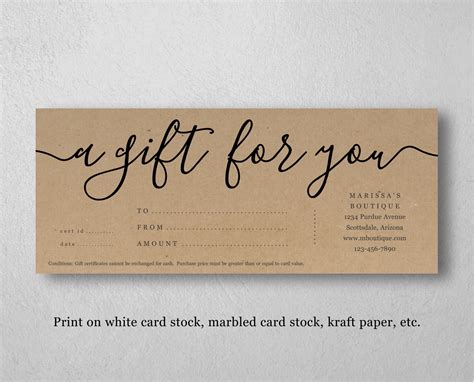 Printable Gift Cards for Retailers