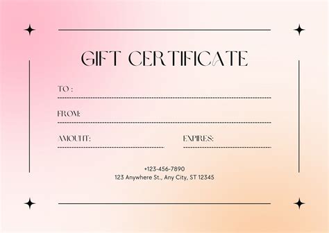 Printable Gift Certificates for Business