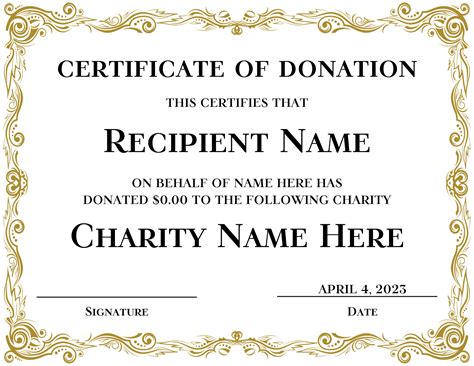 Printable Gift Certificates for Charity