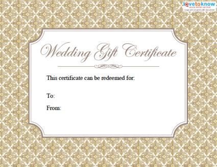 Printable Gift Certificates for Wedding