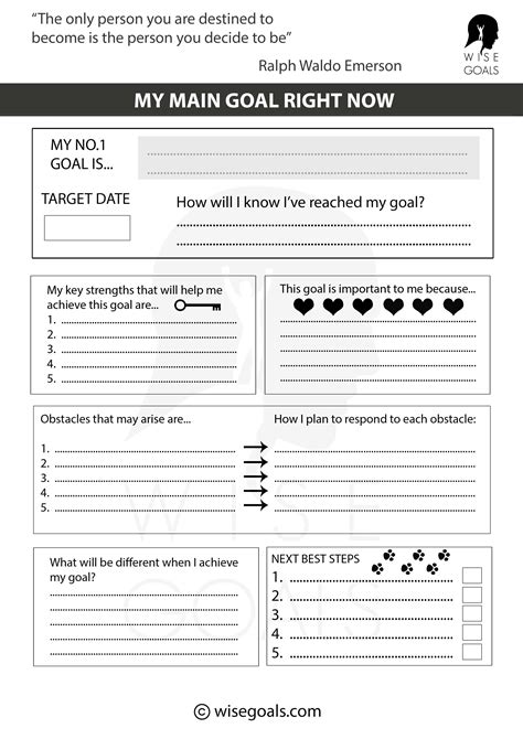 Printable Goal Setting Worksheet