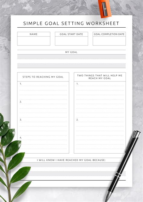 Printable goal-setting worksheets