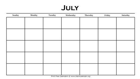 Printable July Calendar