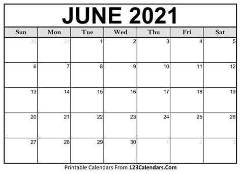 Printable June Calendars