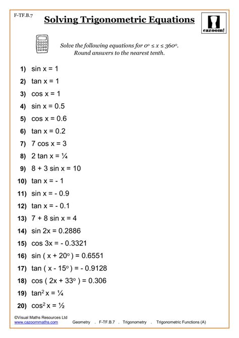 Printable Math Worksheets for High School