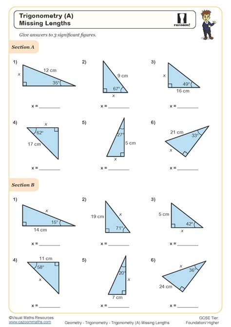 Printable Math Worksheets for Trigonometry