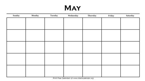 Description of Printable May Calendar