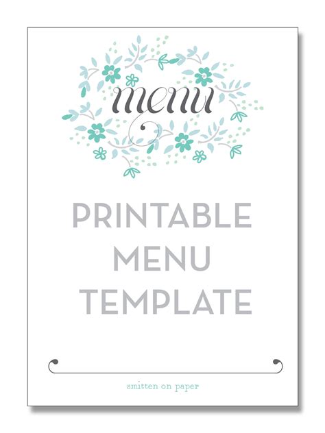 Variety of printable menu templates