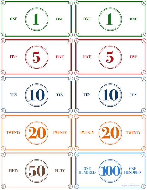 Printable play money designs