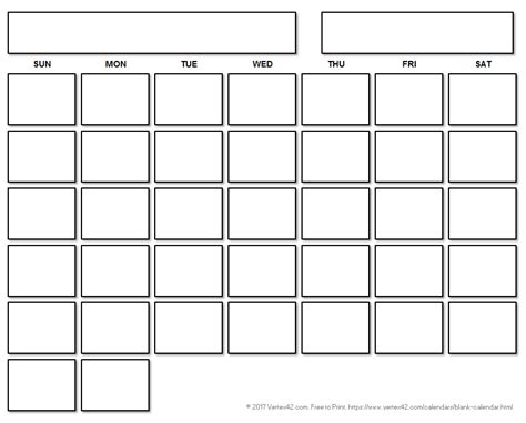 Printable Template Blank Calendar