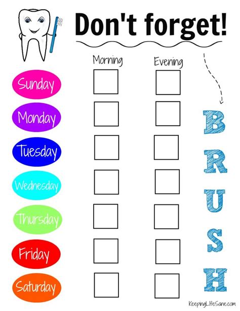 Printable Tooth Brushing Chart