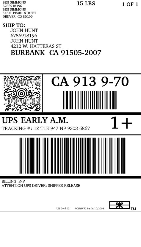 Description of Printable UPS Label Templates for Freight Shipping