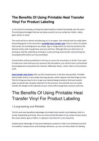 Printable Vinyl Benefits