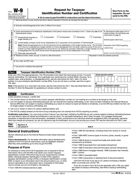 Printable W-9 Form Example