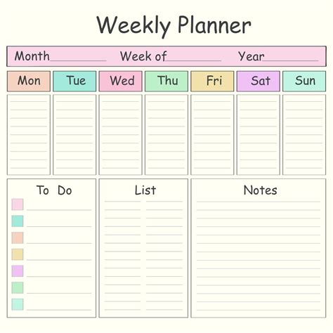 Printable Weekly Calendar