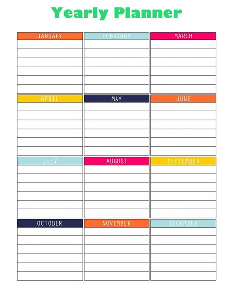 Printable Yearly Planner