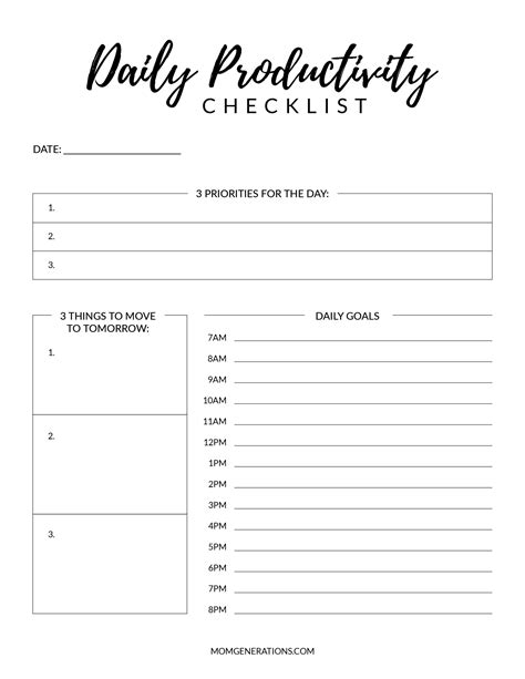 Productivity Worksheets