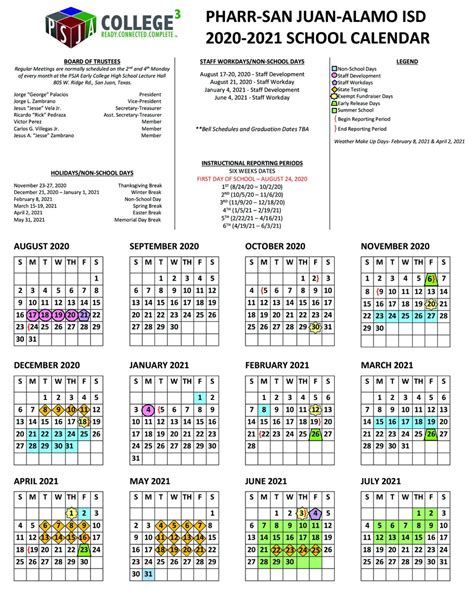 PSJA District Calendar