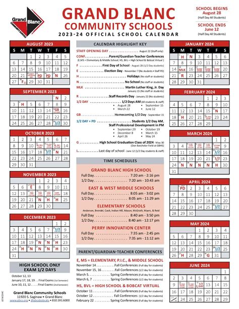 Public Schools Calendar