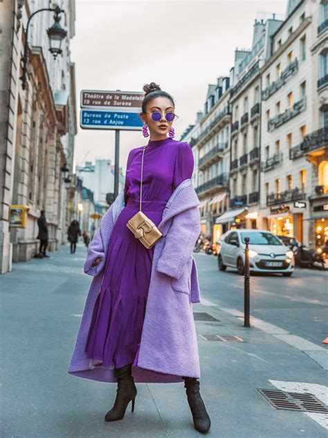 Purple and brown monochromatic outfit