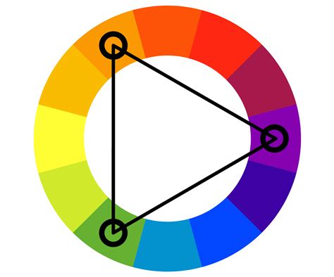 A triadic purple blue, yellow-orange, and green-blue color palette example