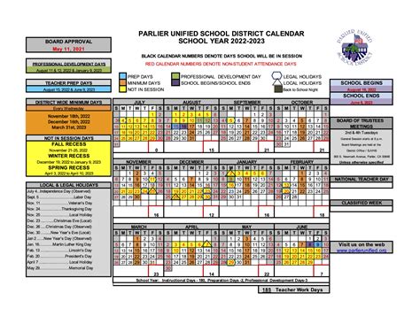 PUSD School Calendar Overview