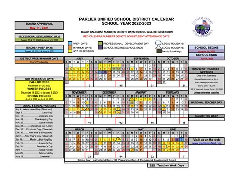 PUSD School Calendar Image 2