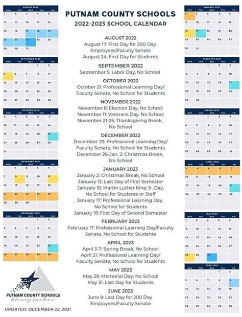 Putnam County Schools Calendar Image 1