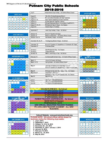 Putnam Schools Calendar Image 7