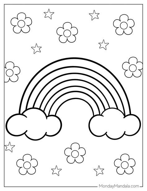 Rainbow coloring page printables for adults