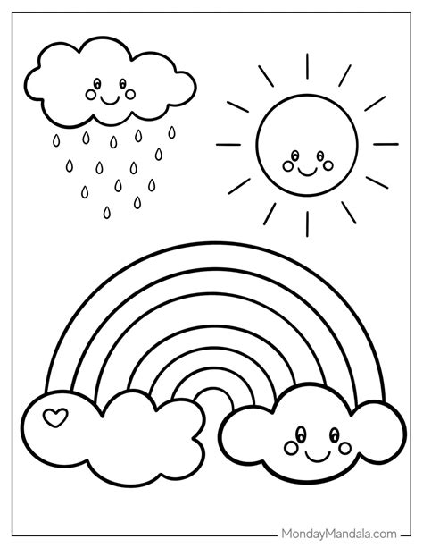 Rainbow coloring page printables for kids