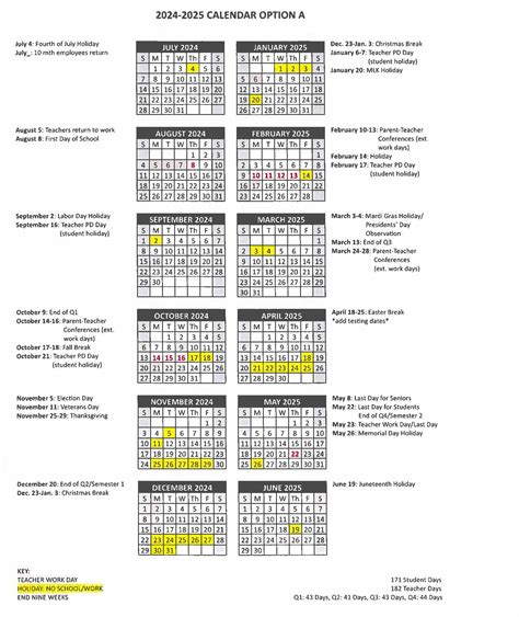 Rapides Parish School Calendar