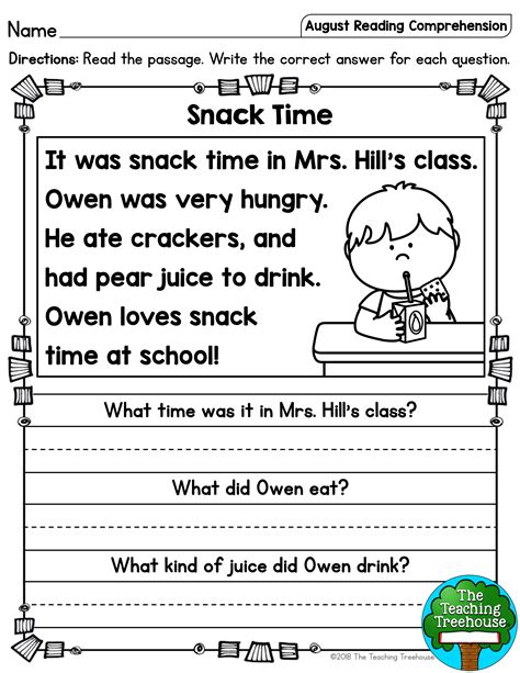 Reading comprehension worksheets for students