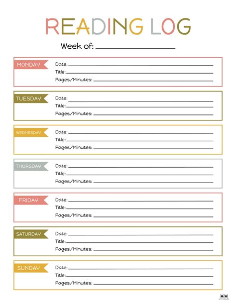 Free Reading Log Printable Template