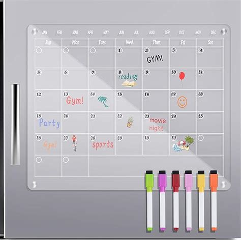 Refrigerator calendar for busy families