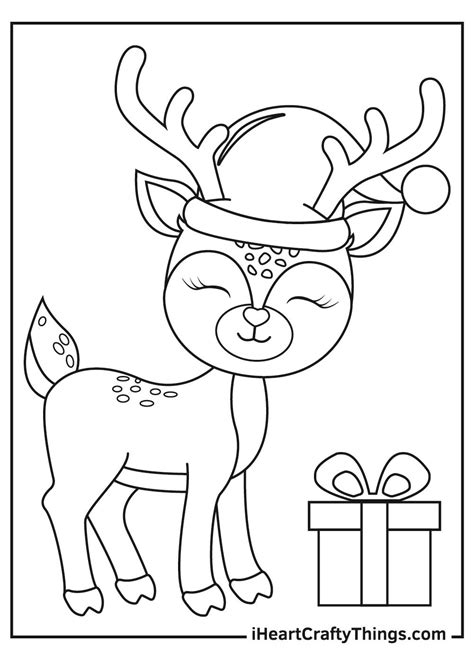 Reindeer Christmas Printable Color Pages