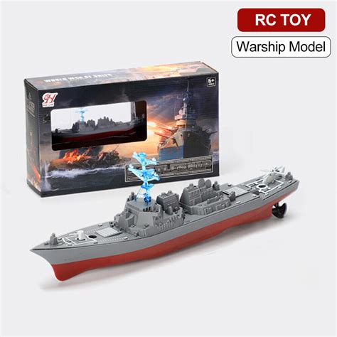 A remote controlled battleship in action