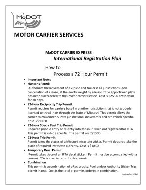 Requirements for 72-Hour Permit