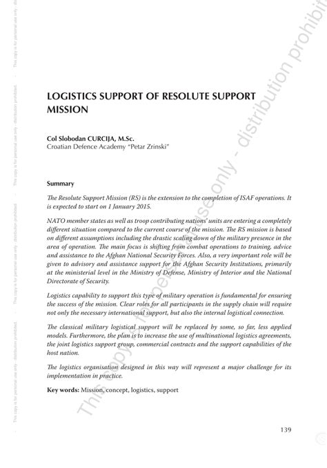 Resolute Support Mission Logistics