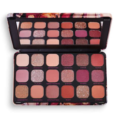 A close-up of the Revolution Makeup Palette, showcasing its wide range of shades and finishes.