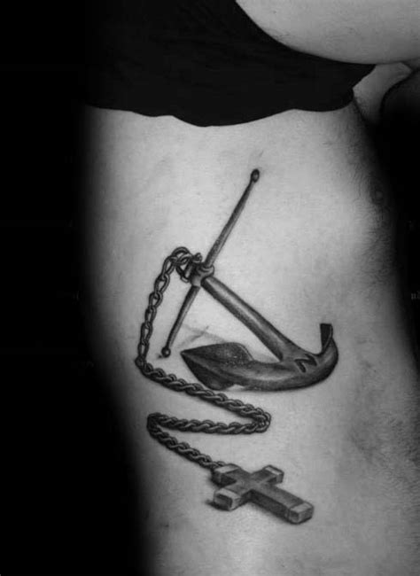 Ribcage Anchor Cross Tattoo